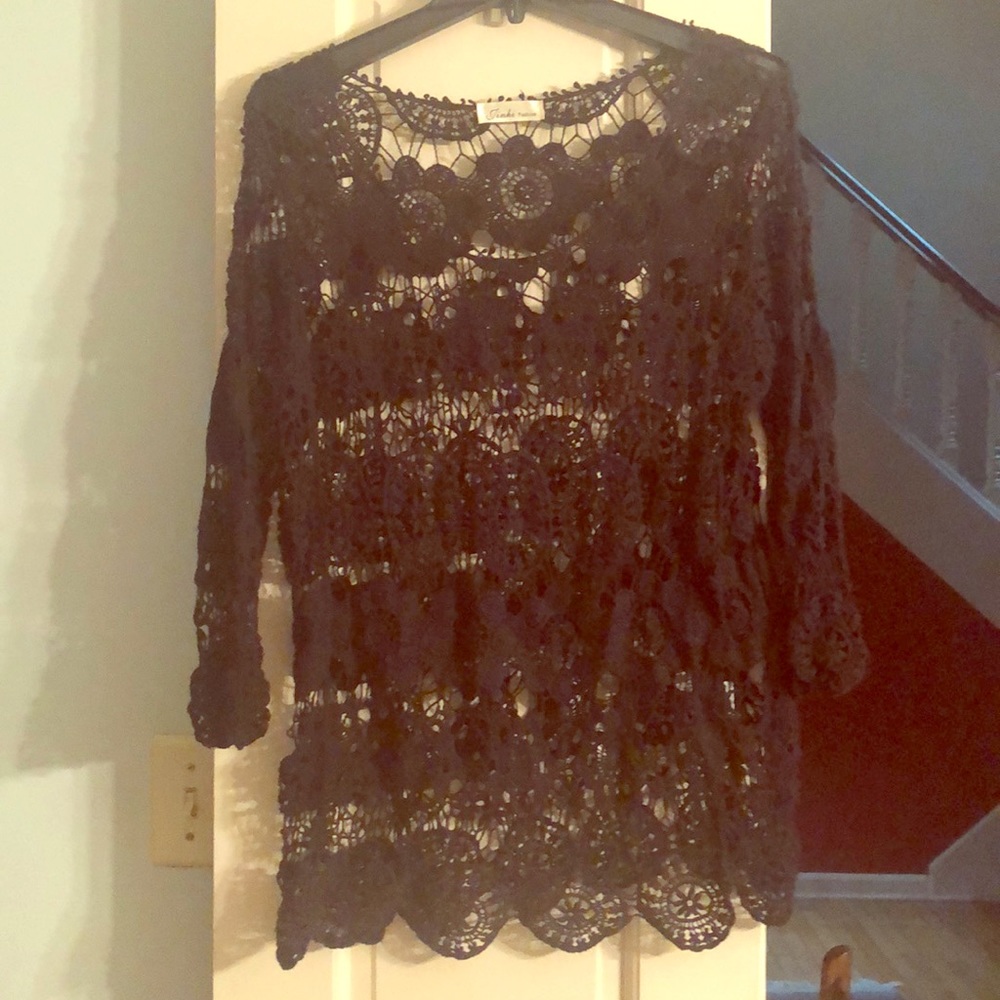 Classy black crochet sweater